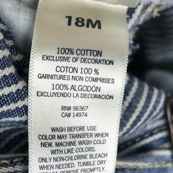 OshKosh B'gosh Hickory Stripe Overalls Vestbak 18M - Picture 8 of 8